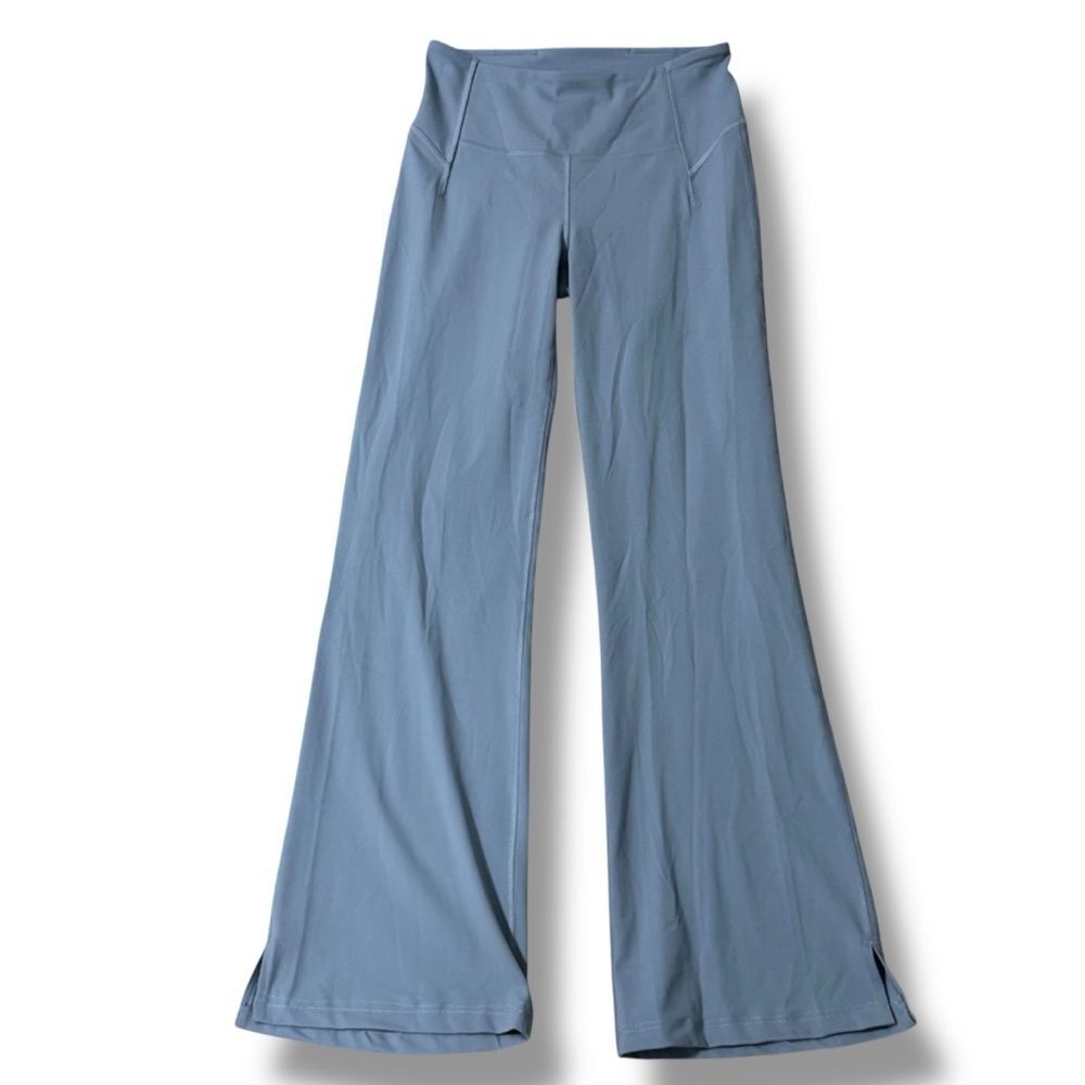 Lululemon Groove Split Hem Flare Pants Steel Blue Size 6 Nulu Super High Rise